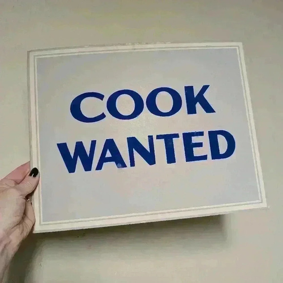 Vintage cardboard cook wanted sign - Picture 1 of 5